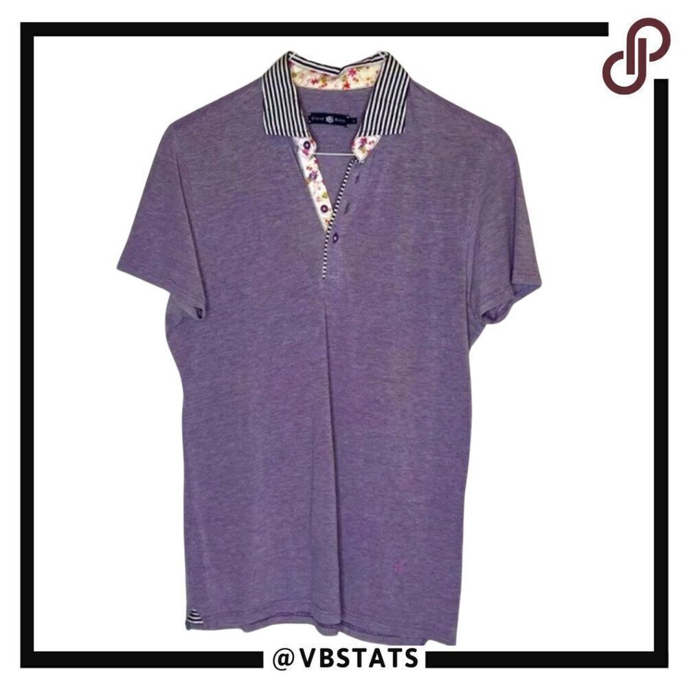 Stone Rose Lavender Polo with Navy-White Stripe Collar‎ in Size 2 (Small)